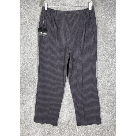 Sag Harbor Petite Gray Plaid Straight Leg Dress Pants Womens Size 12P Stretch‎ - Picture 2 of 9